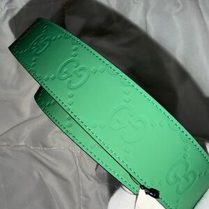 Gucci Green Embossed Leather Belt